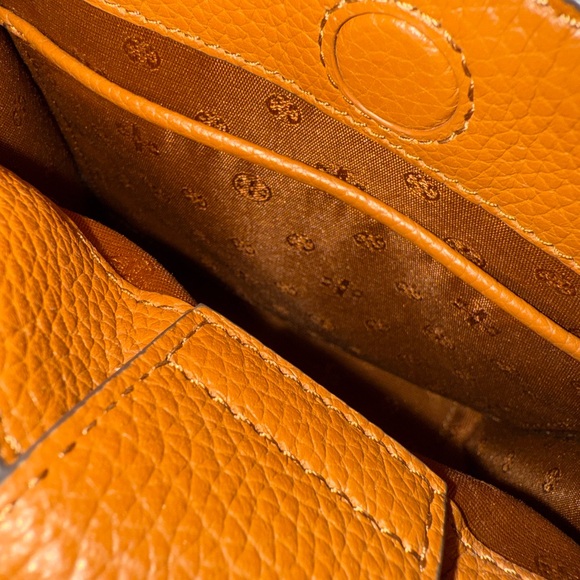 Tory Burch Mini Web Brown Pebbled Leather Crossbody Bag NWT - Picture 5 of 8